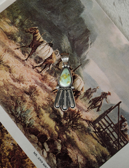 Marita Benally Turquoise w/ Feathers Pendant
