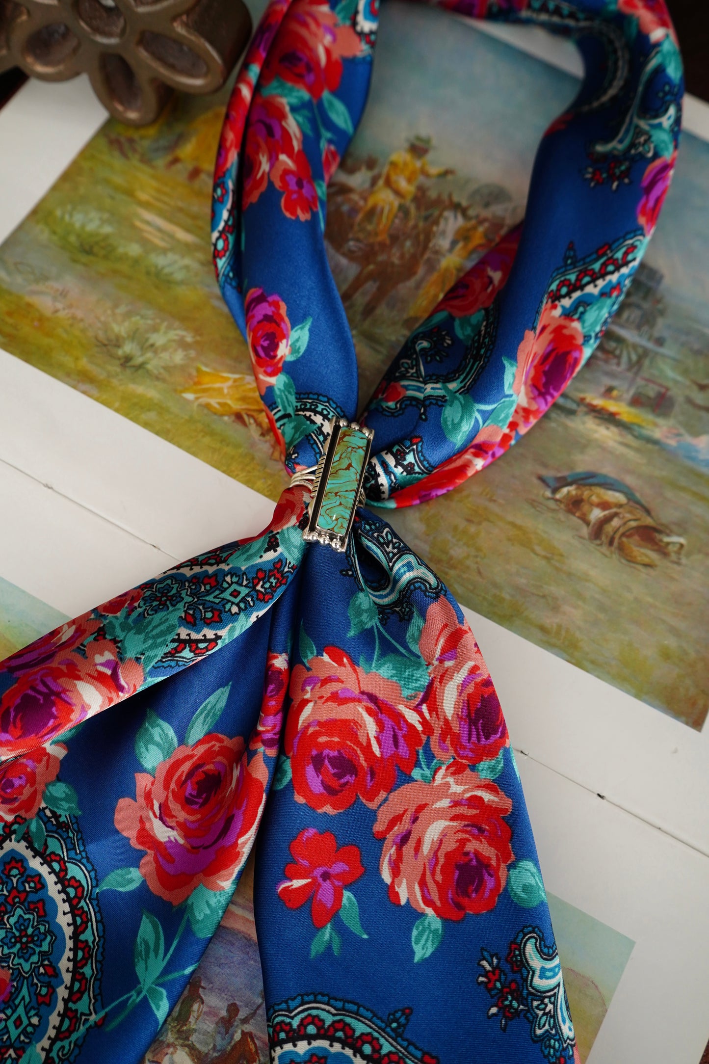 Roses & Royal Blue Paisley Wild Rag