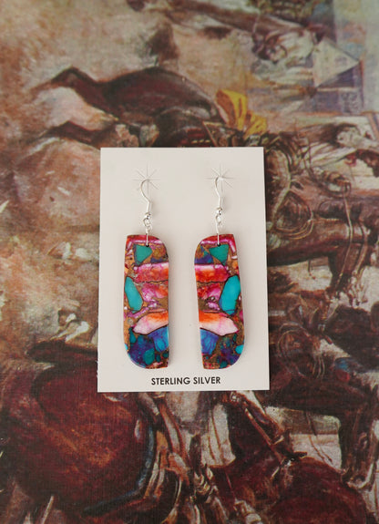 Turquoise Slab Fish Hook Earrings