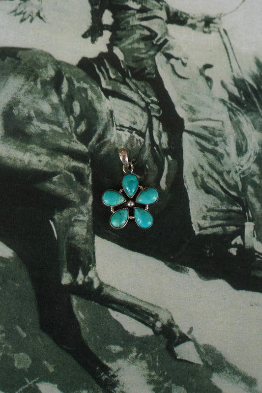 5 Stone Turquoise Flower Pendant