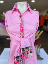 Load image into Gallery viewer, S - Pink Cotton w/ Girl Power Button Down