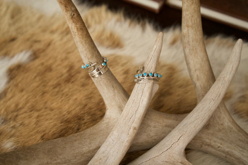 Adjustable Turquoise & Feather Ring