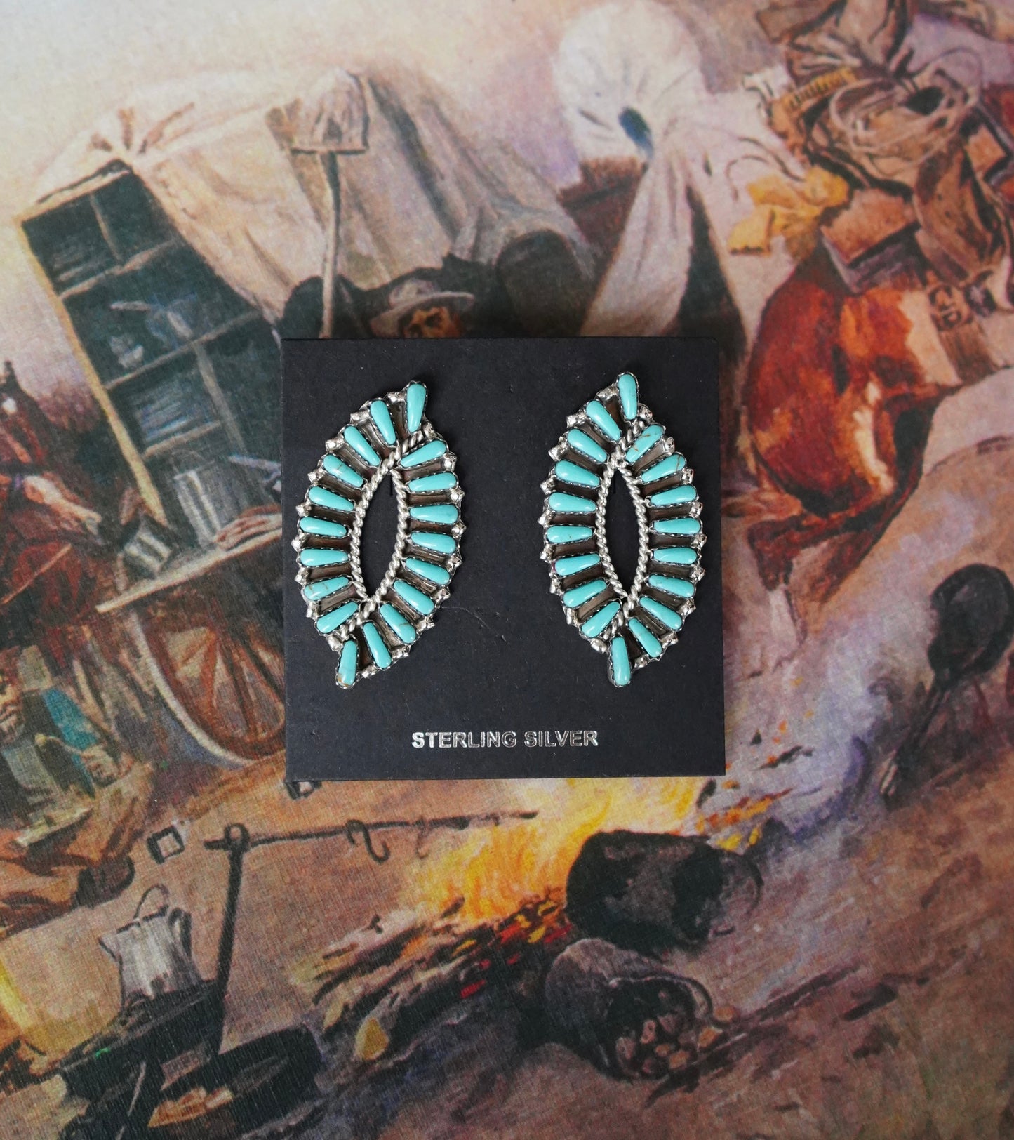 Tamara Benally Turquoise Oval Swirl Earrings
