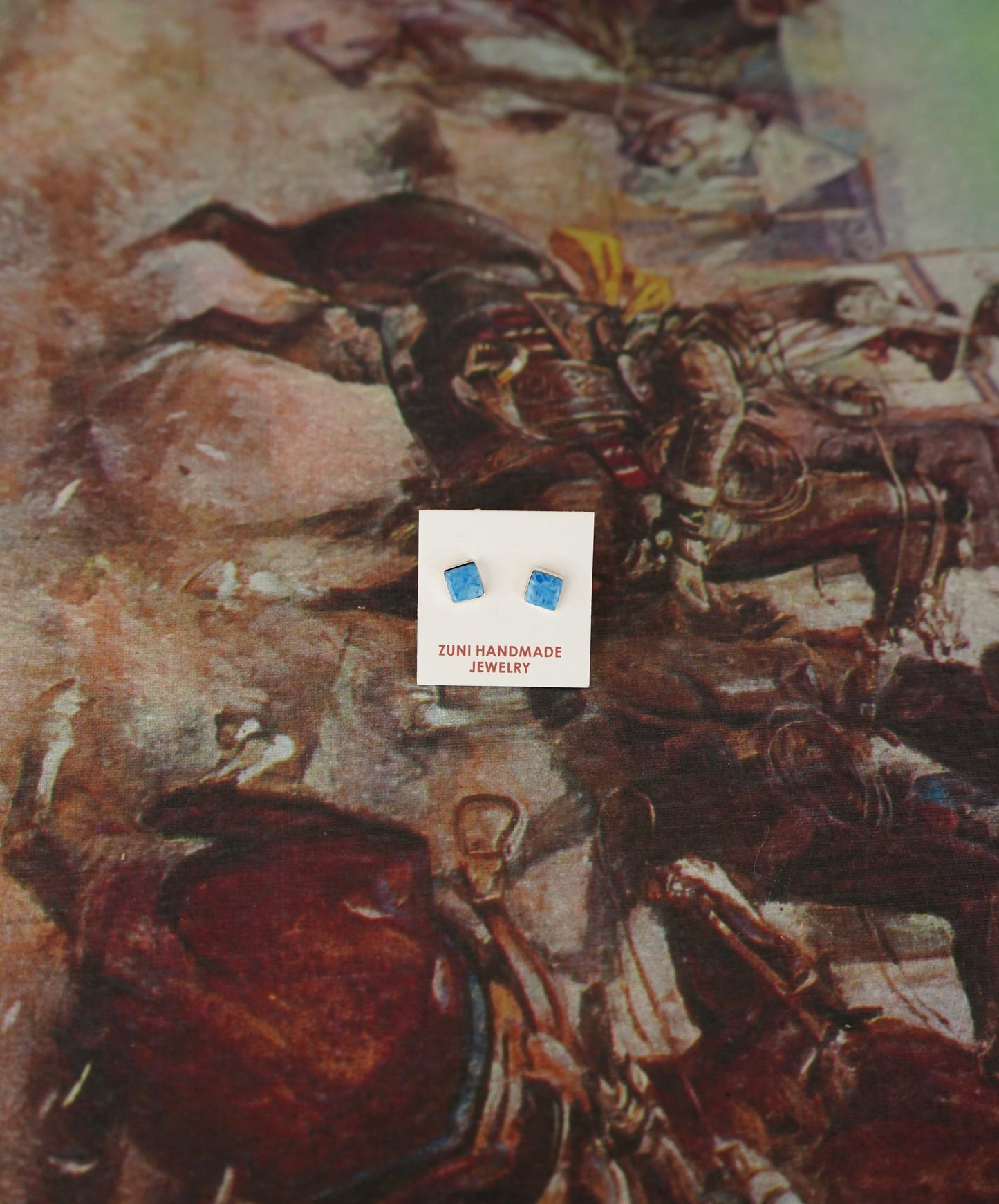 Dainty Zuni Turquoise Square Stud Earrings