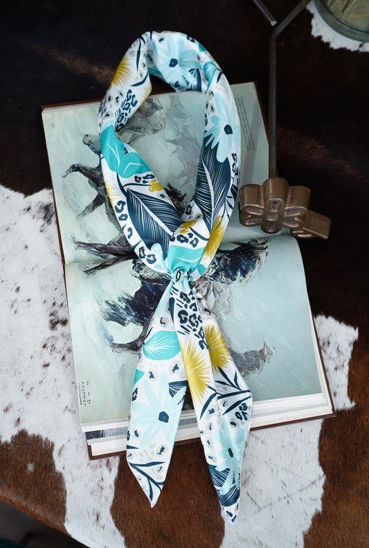Turquoise Cheetah Floral Wildrag