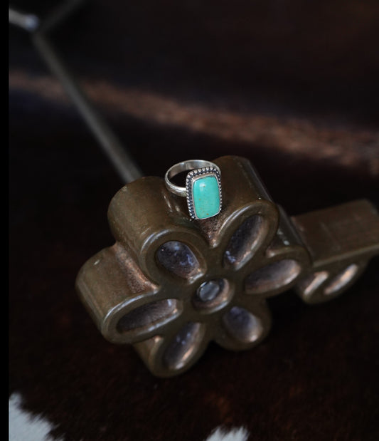 Small Turquoise Bar Ring - Sz 7
