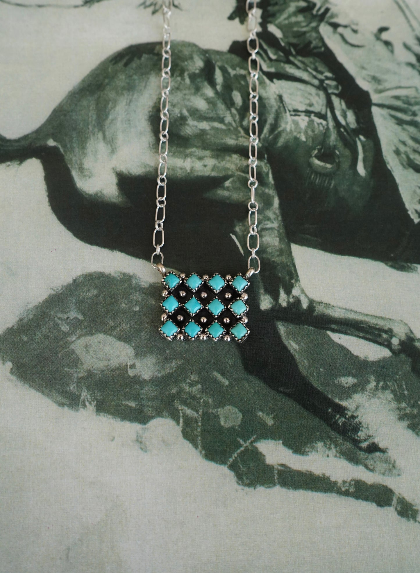 Verley Betone Kingman Turquoise Cluster Bar Necklace