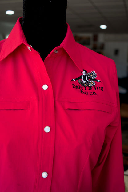 Daisy Gang Fishing Shirt - Hot Pink Long Sleeves
