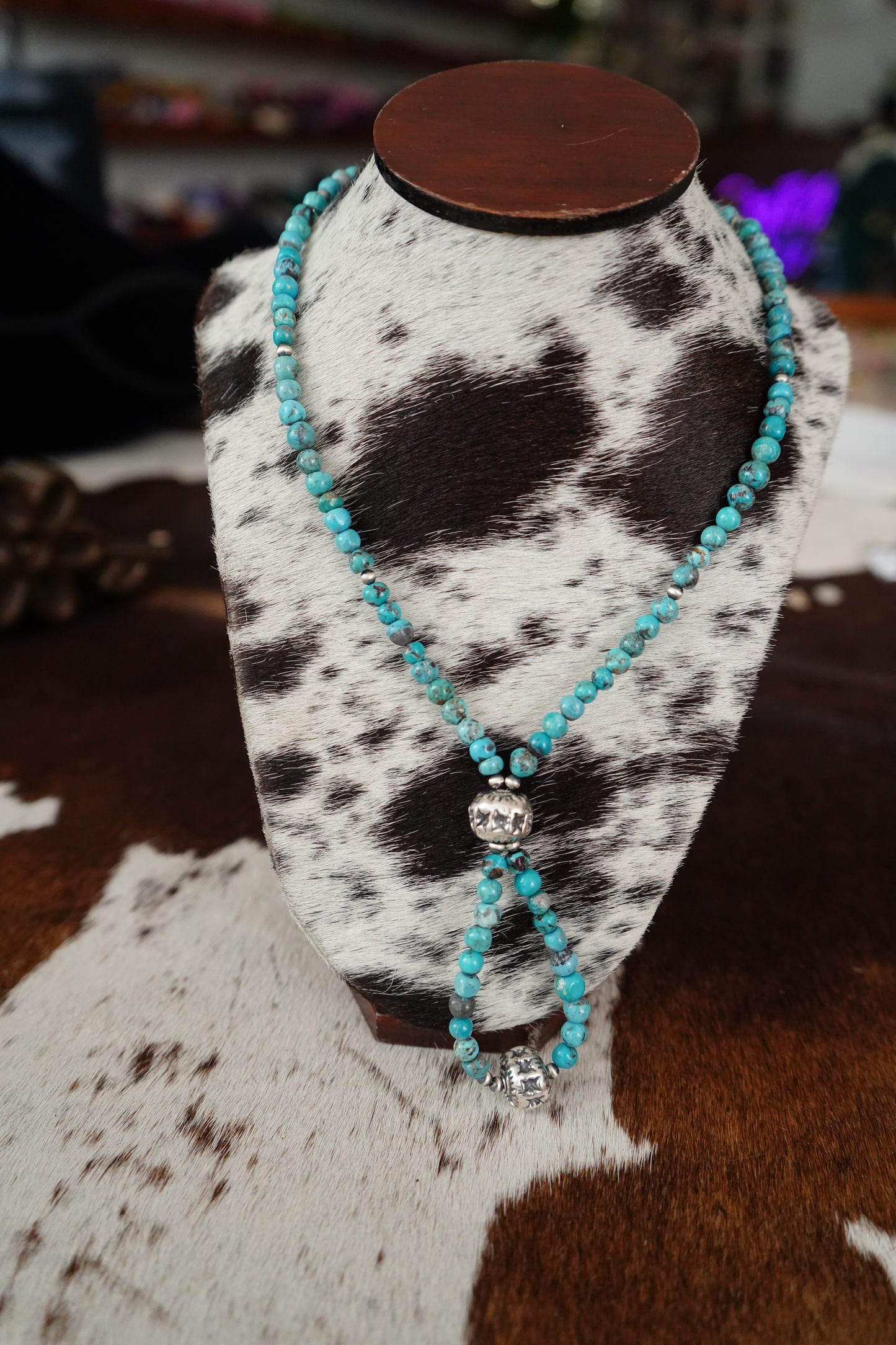 Turquoise Bead Lariat Necklace