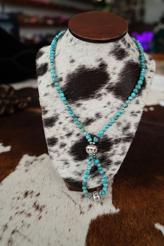 Turquoise Bead Lariat Necklace