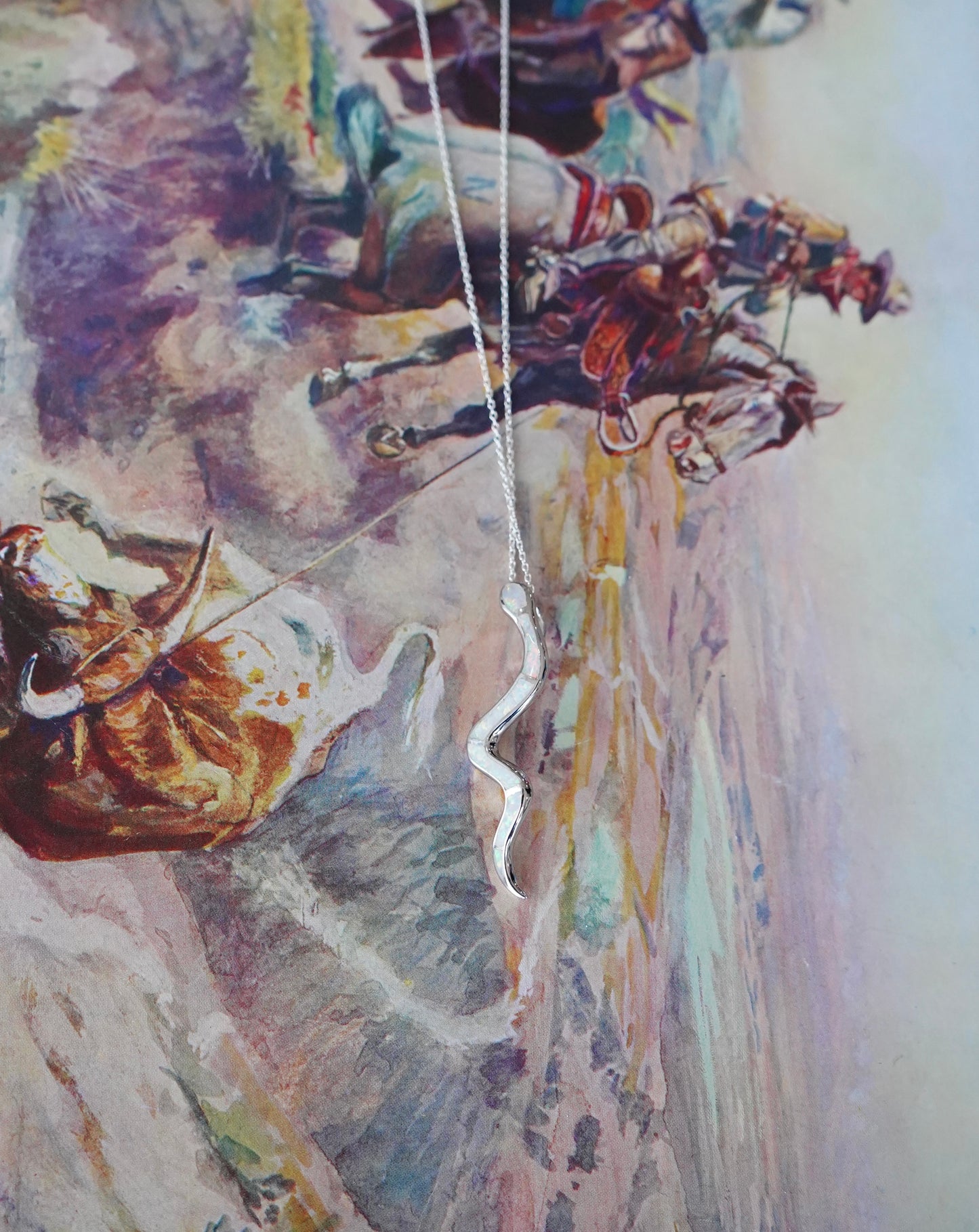 White Opal Snake Pendant