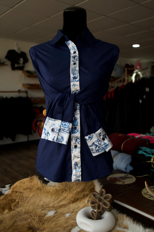 2XL - Navy Cotton w/ Blue Wilder Days Button Down