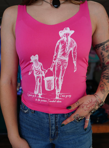 Grew Up - Hot Pink Seamless Tank Top