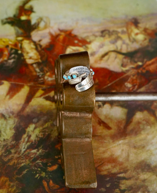 Turquoise Feather Rings - Adj