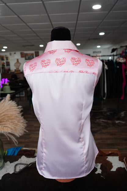 L - Not Today Satan on Light Pink Satin Button Down