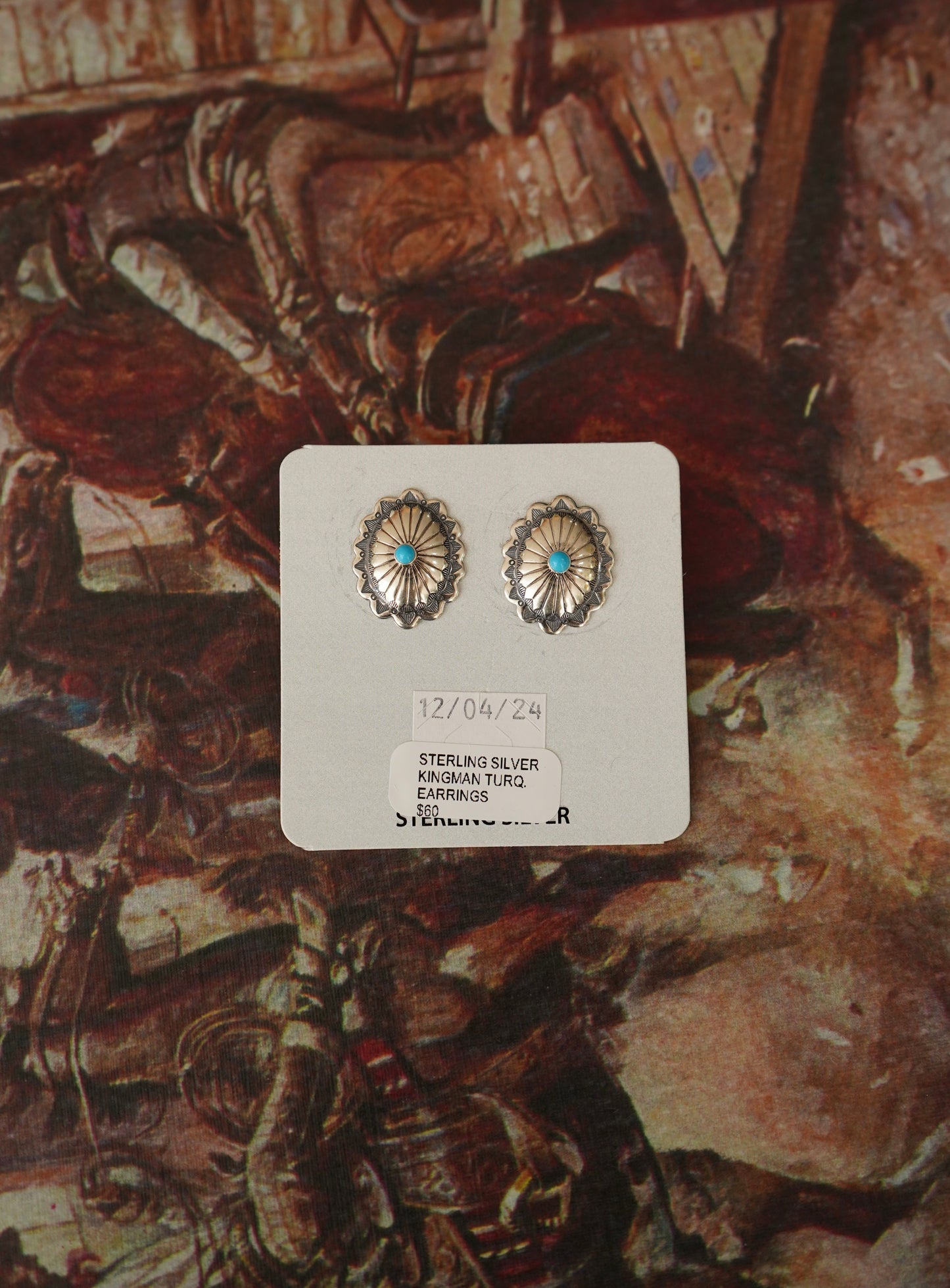 Sterling Silver Concho Stud Earrings