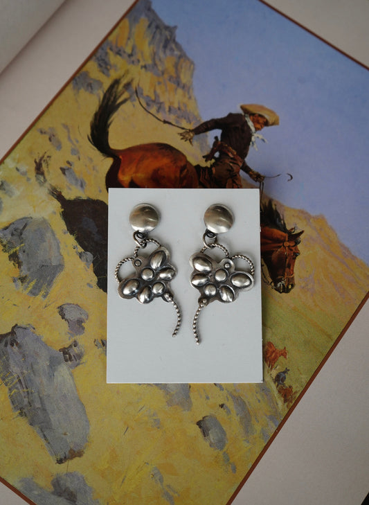 Tim Yazzie Sterling Silver Dangly Dragonfly Stud Earrings