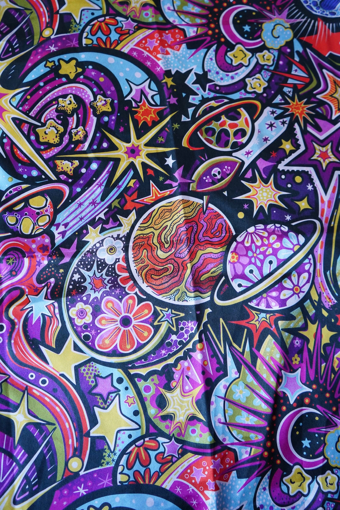 Groovy Drawn Space Explosion Wild Rag