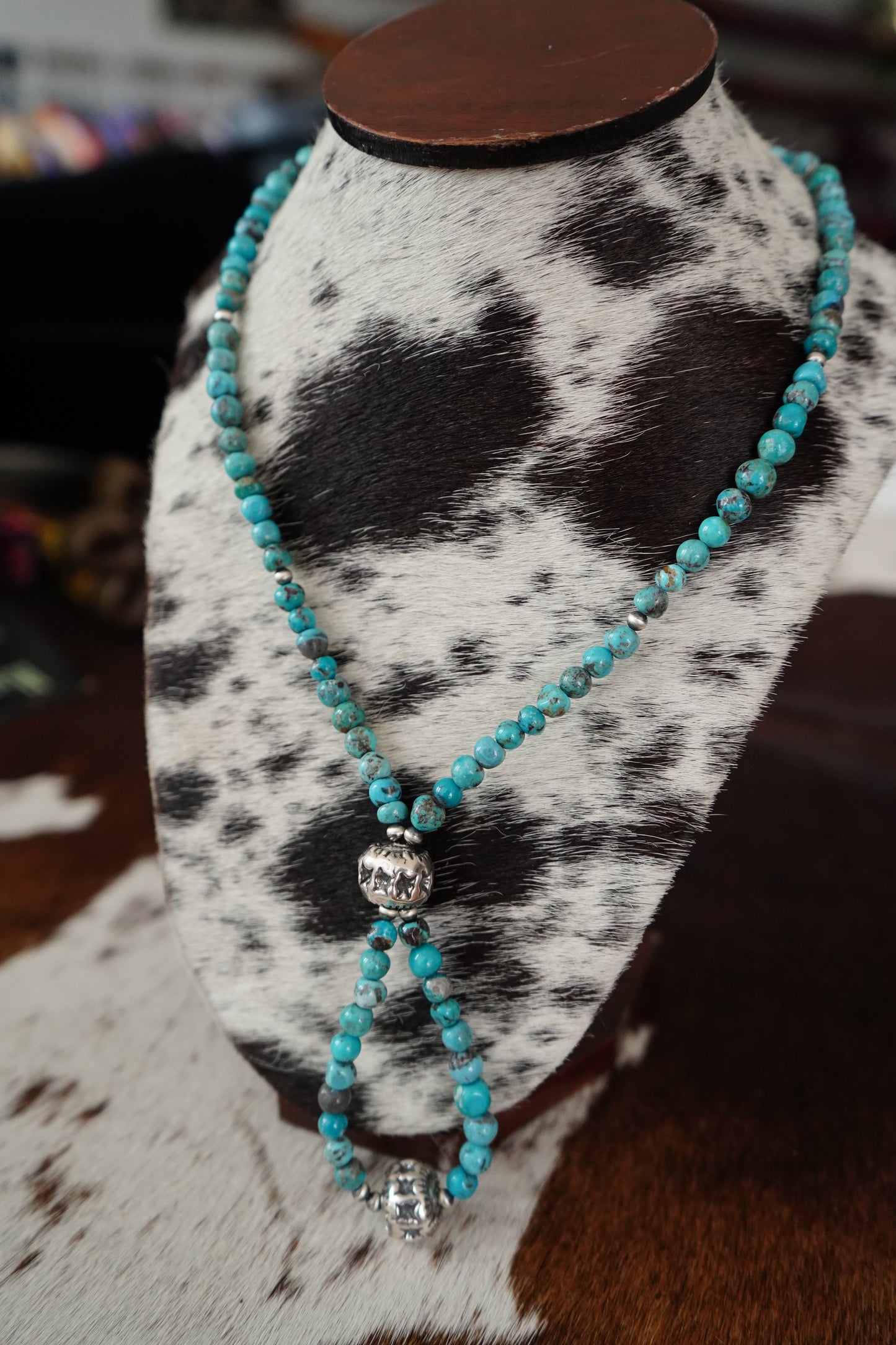 Turquoise Bead Lariat Necklace