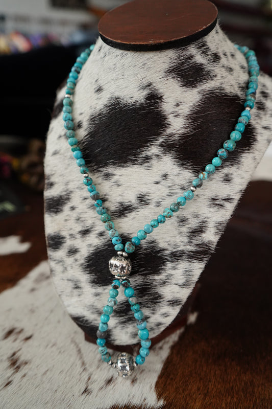 Turquoise Bead Lariat Necklace