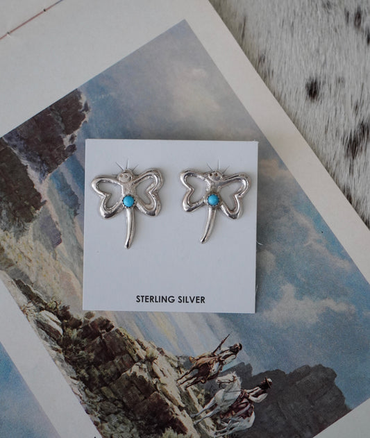 Tonya Yazzie Turquoise Dragonfly Stud Earrings