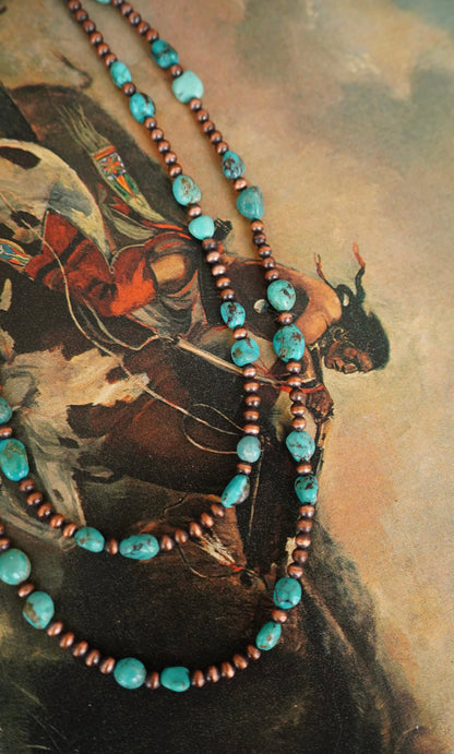 4mm Copper Pearls w/ Turquoise Necklaces