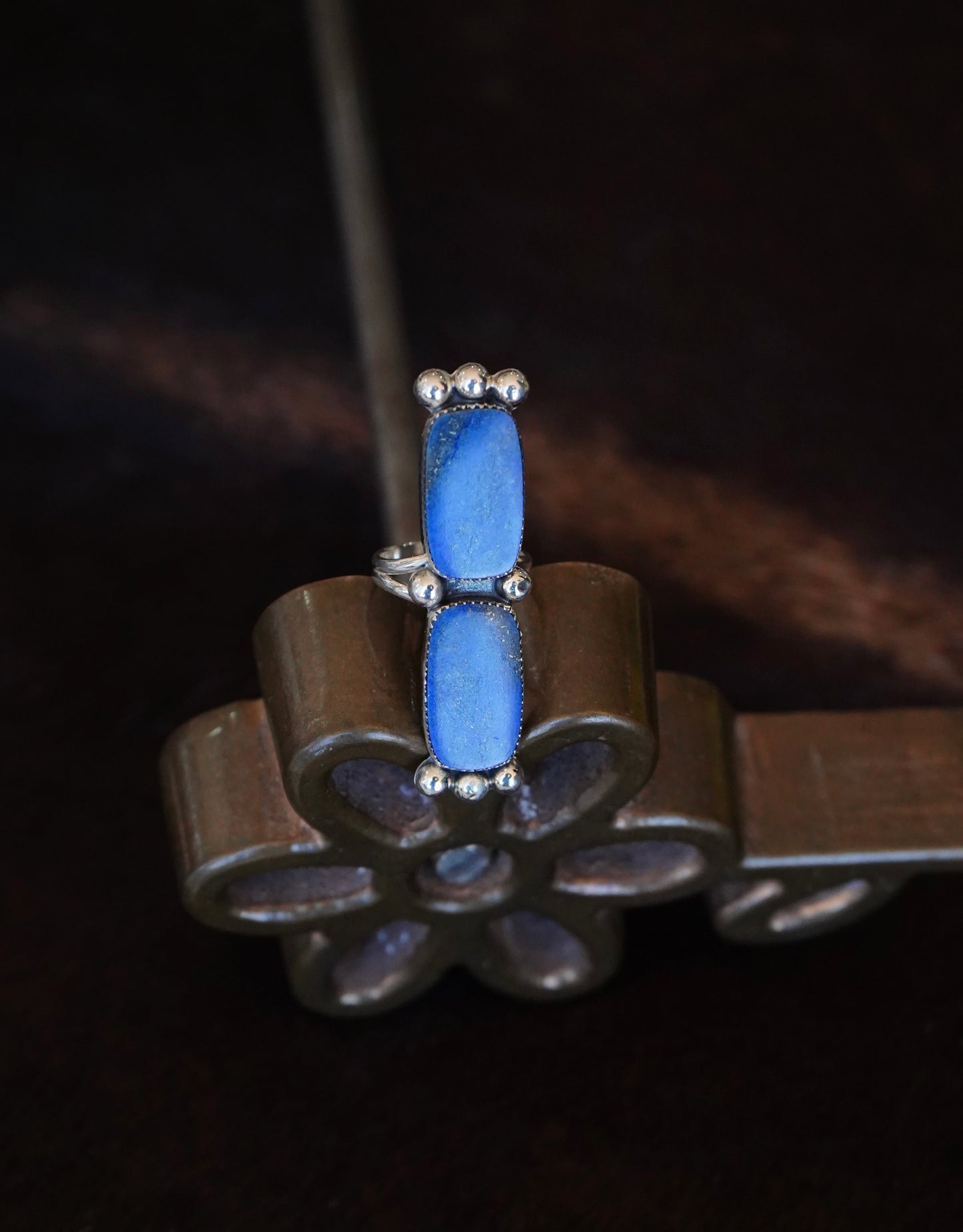 2 Stone Lapis Statement Ring - Sz 9.75