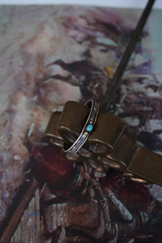 Vintage Single Stone Dainty Stamped Border Cuff