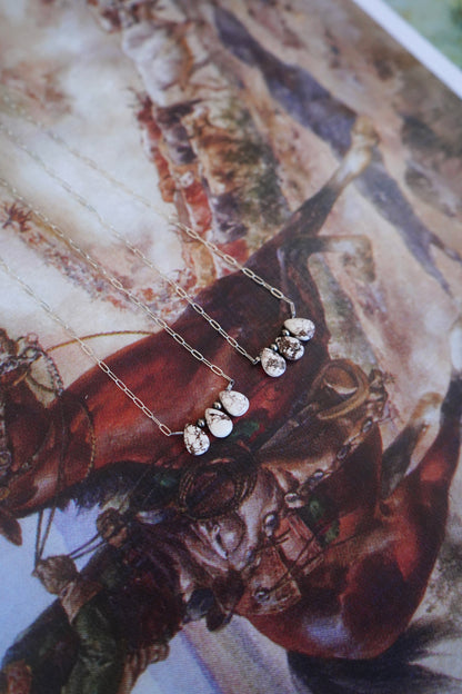 3 Stone Turquoise Teardrops on Paper Clip Chain Necklaces