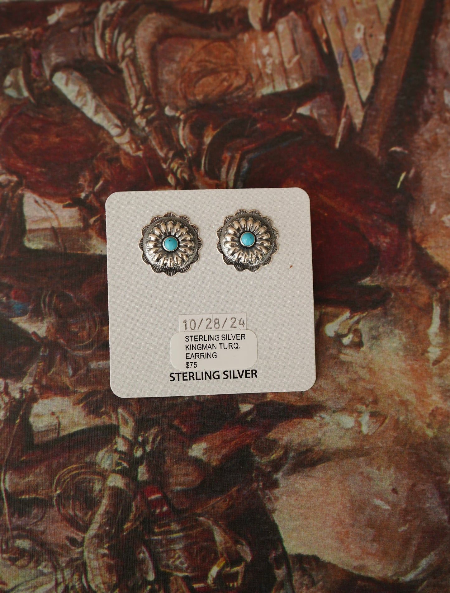 Sterling Silver Concho Stud Earrings