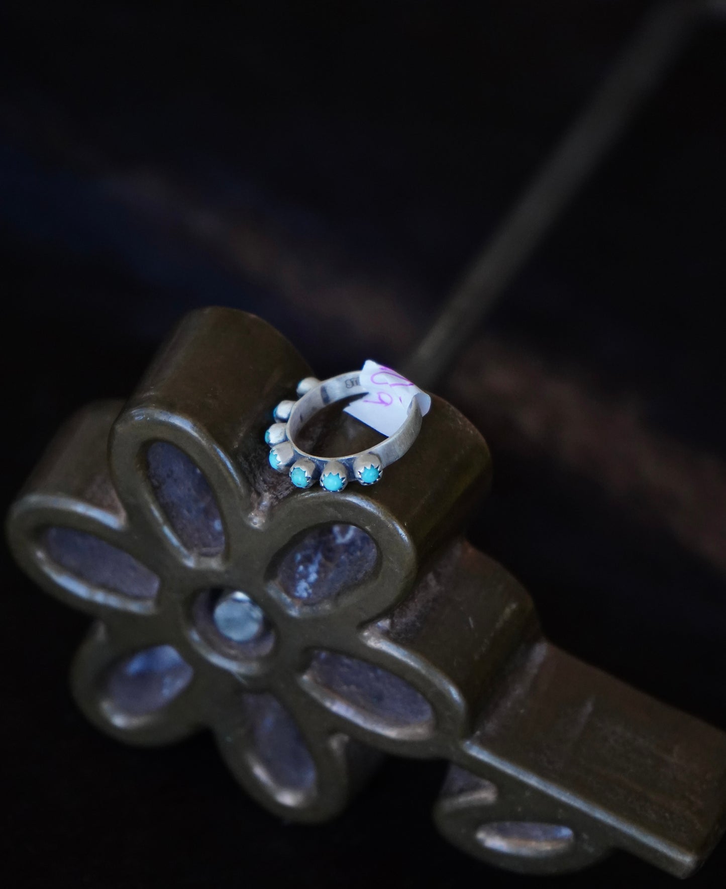 Turquoise Cluster w/ Stamped Band Rings