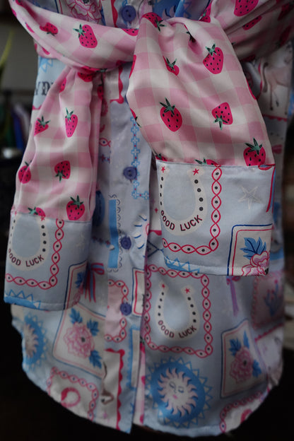 Daisy Original Howdy Patches w/ Plaid Strawberries Button Down - Size 8