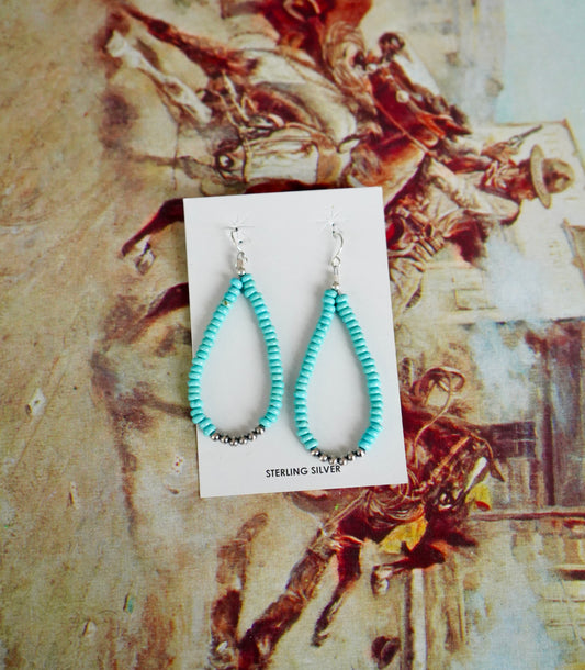 Turquoise Chip Fish Hook Earrings