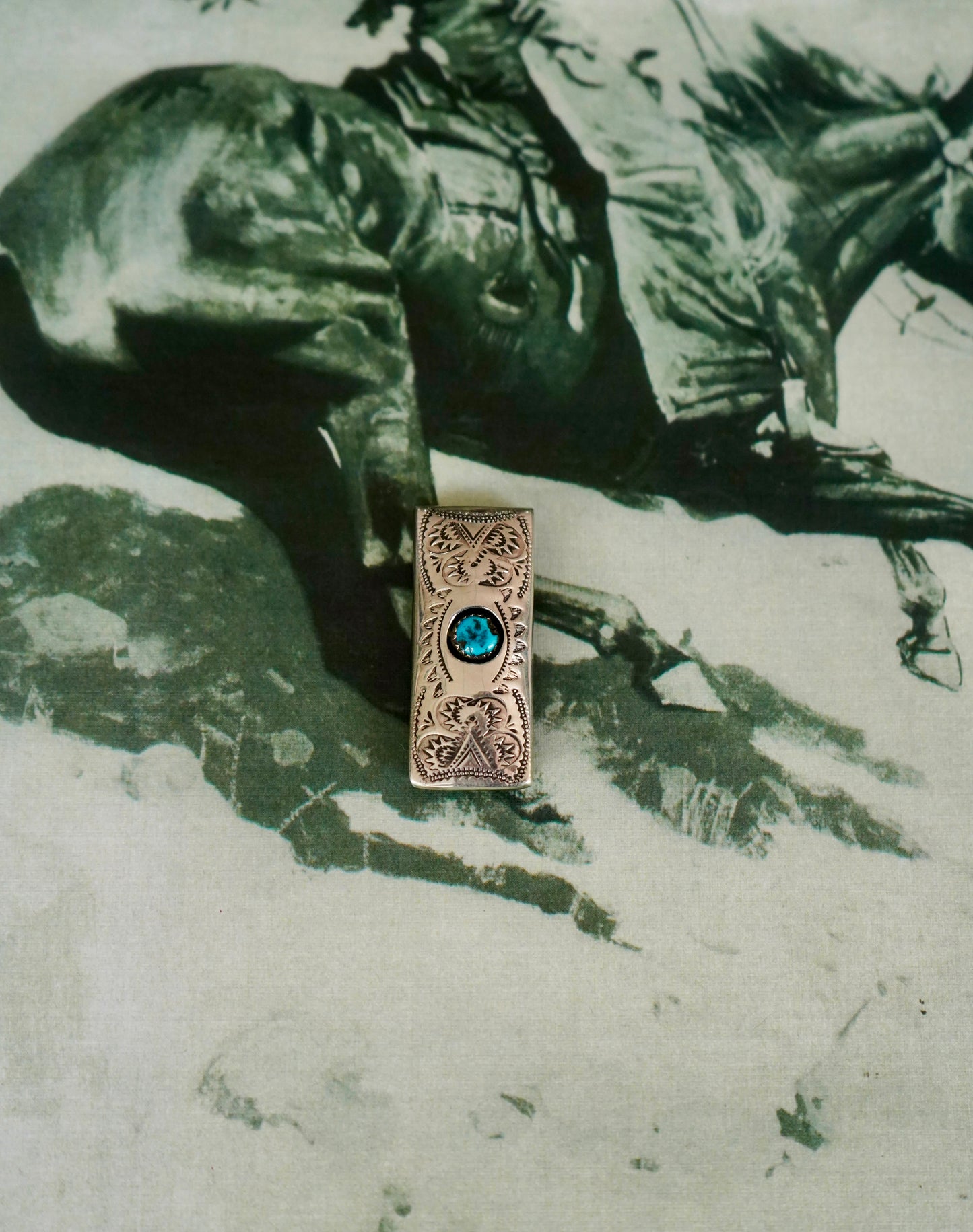 Turquoise Shadow Box Money Clip