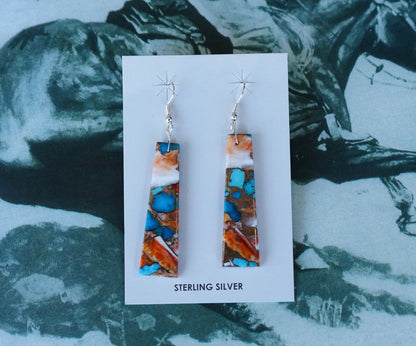 Turquoise Slab Fish Hook Earrings