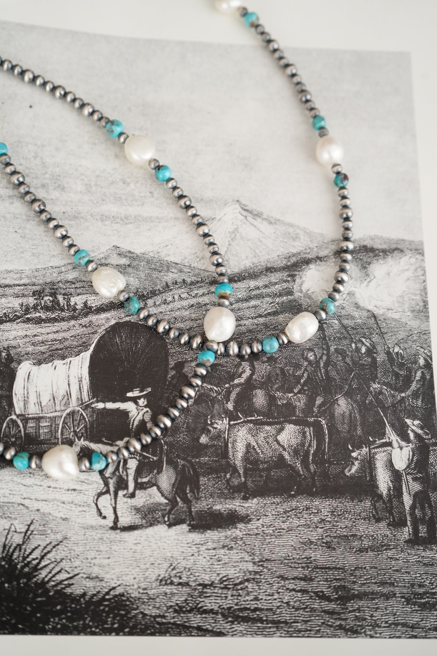 Sterling Silver Pearls w/ Turquoise & MOP Necklaces