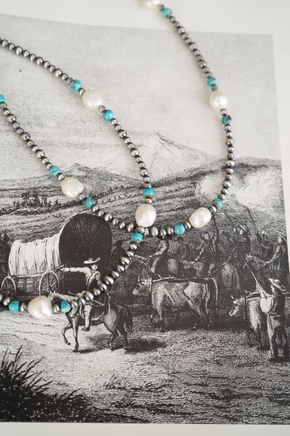 Sterling Silver Pearls w/ Turquoise & MOP Necklaces