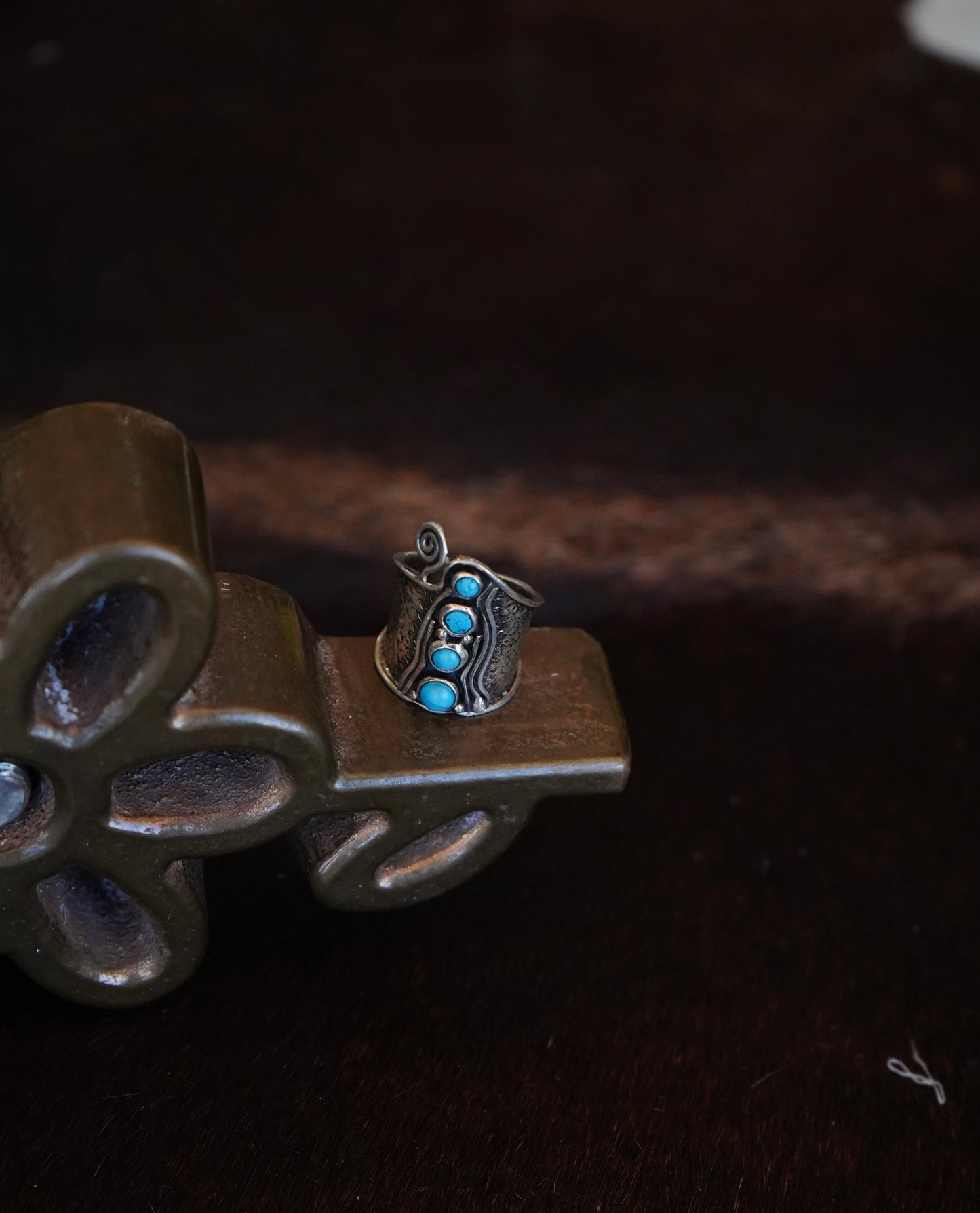 4 Stone Turquoise Band Ring - Sz 6.5