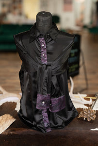 XL - Purple Meredith Paisley on Black Button Down