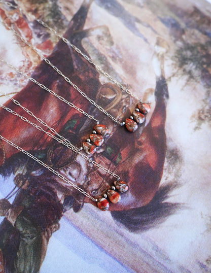 3 Stone Turquoise Teardrops on Paper Clip Chain Necklaces