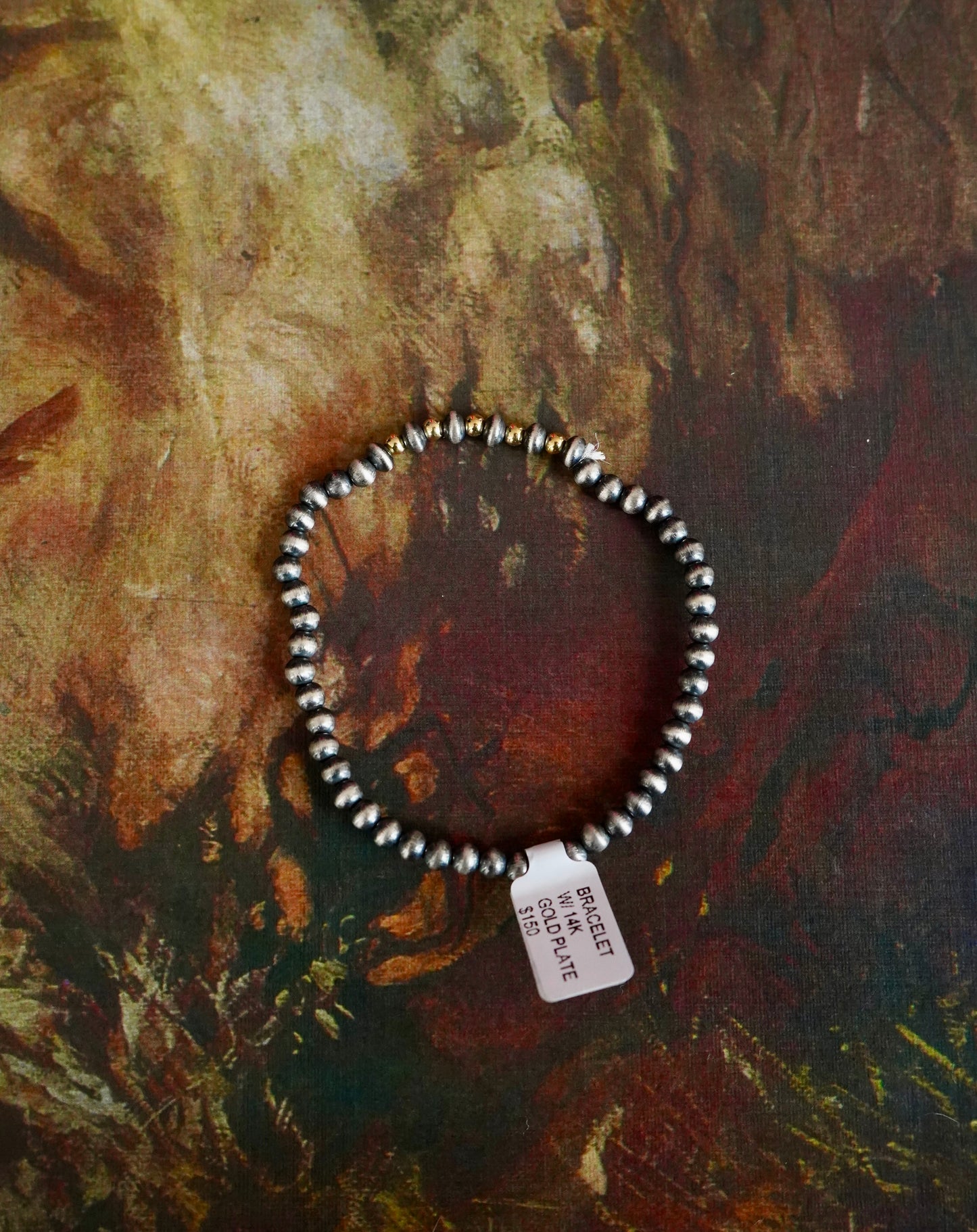 Sterling Silver Pearl & 14K Gold Plated Strethcy Bracelets