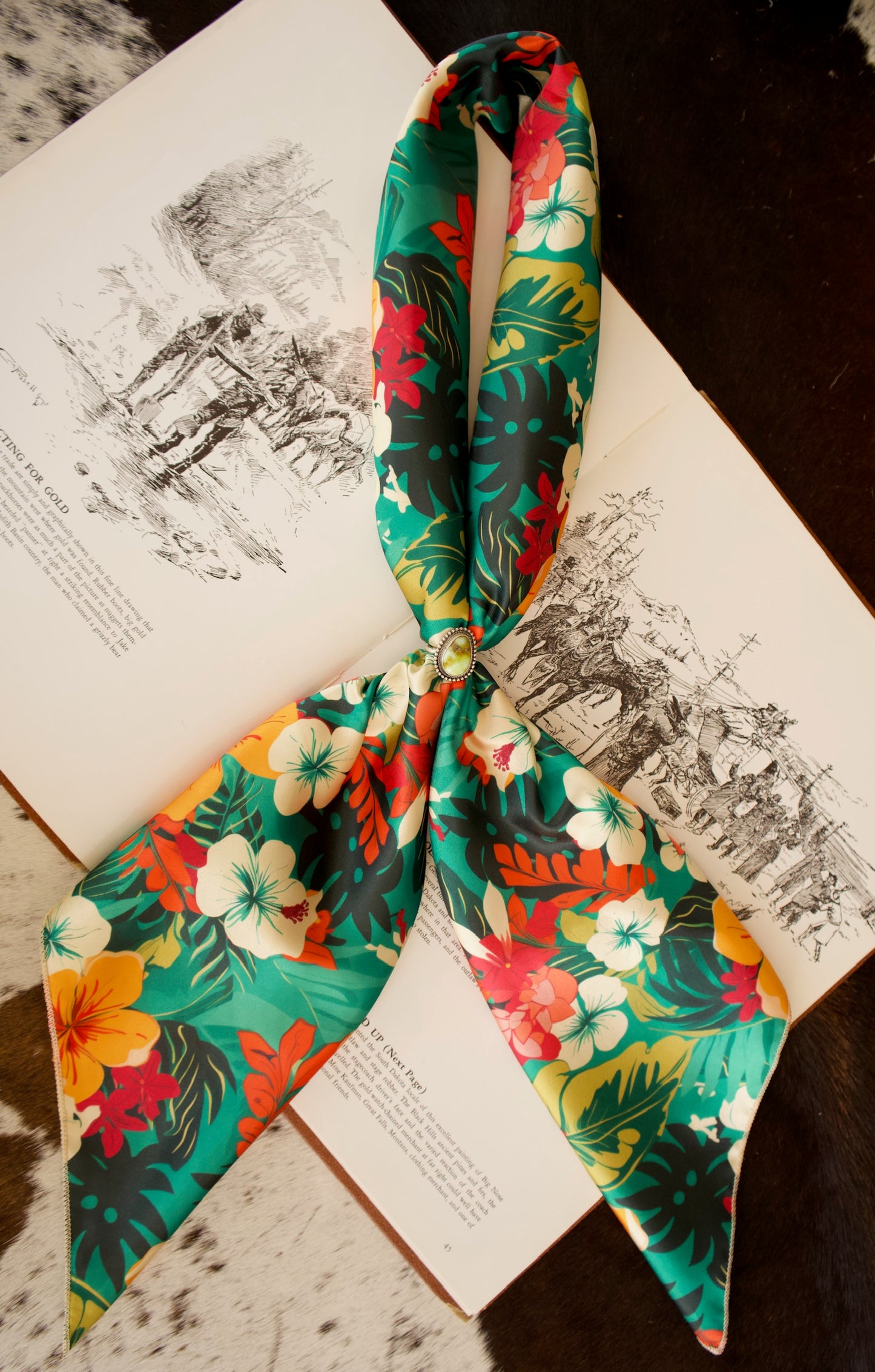 Emerald Hawaiian Floral Wild Rag