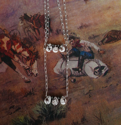 3 Stone Turquoise Teardrops on Paper Clip Chain Necklaces