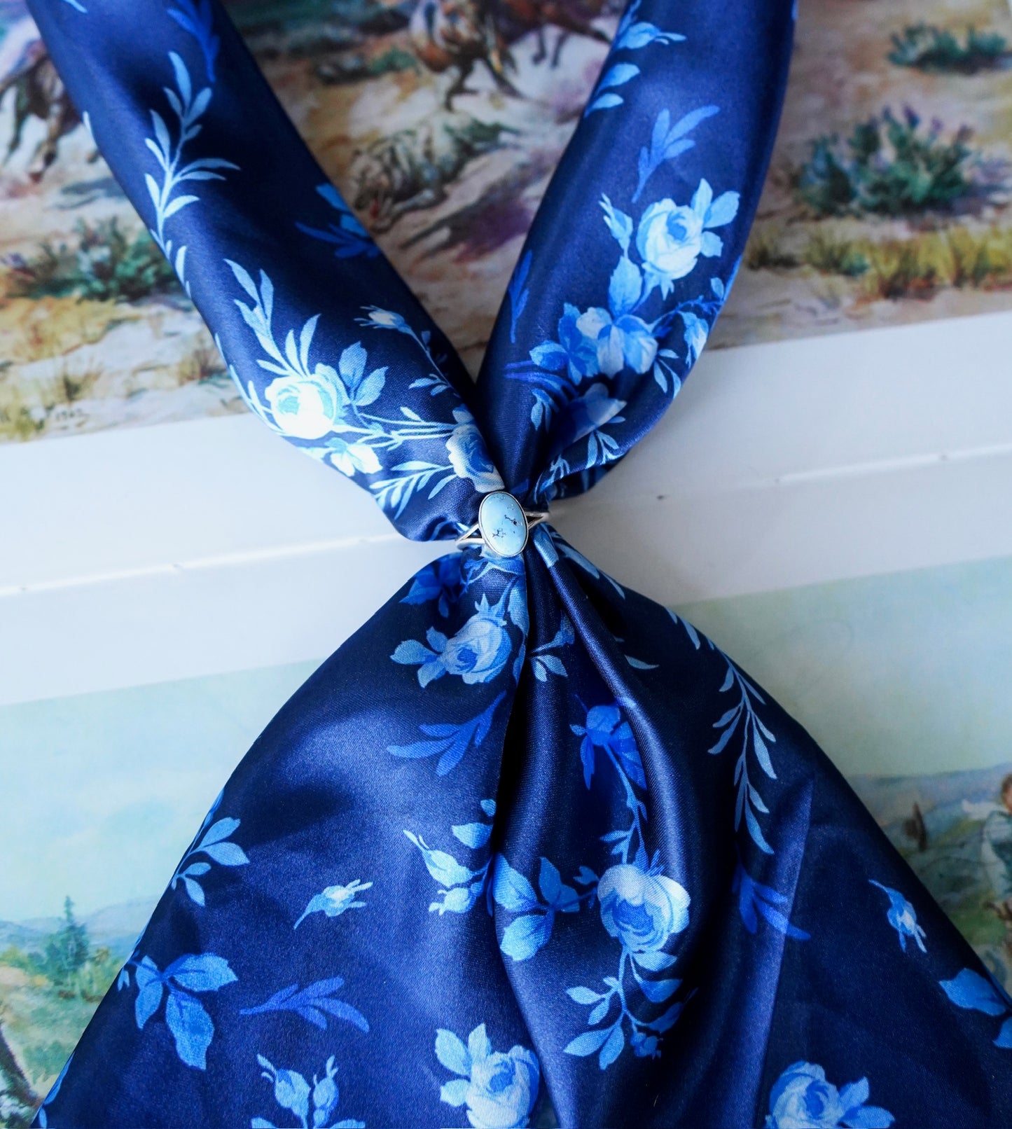 Navy & Royal Blue Floral Wild Rag