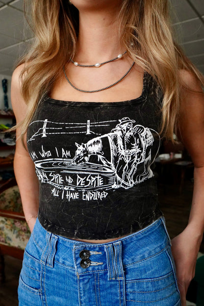 Spite Hot Pink Acid Wash Square Crop Tank