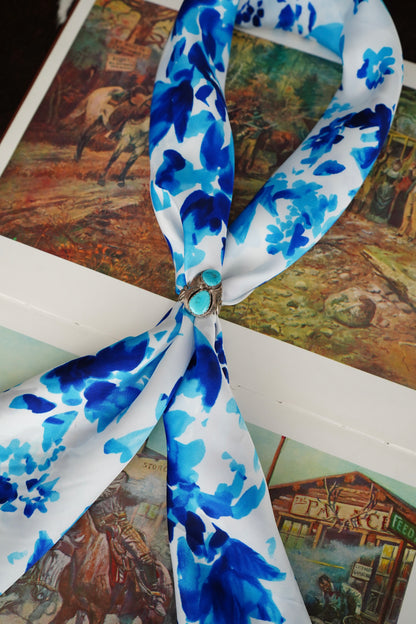 Watercolor Blue & Navy Floral Wild Rag