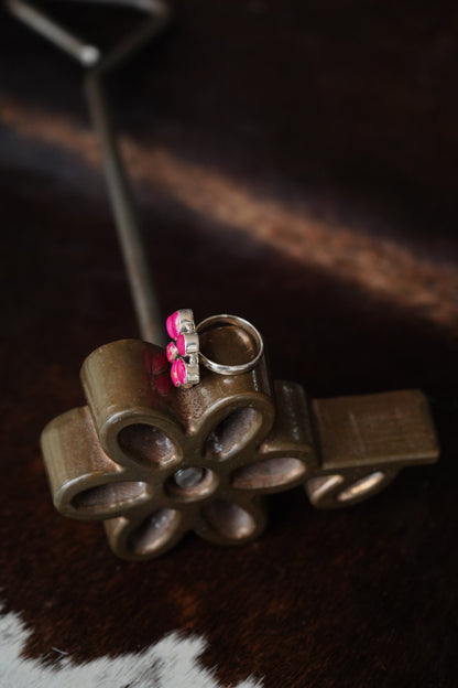 Pink Sea Sediment Jasper Flower Rings
