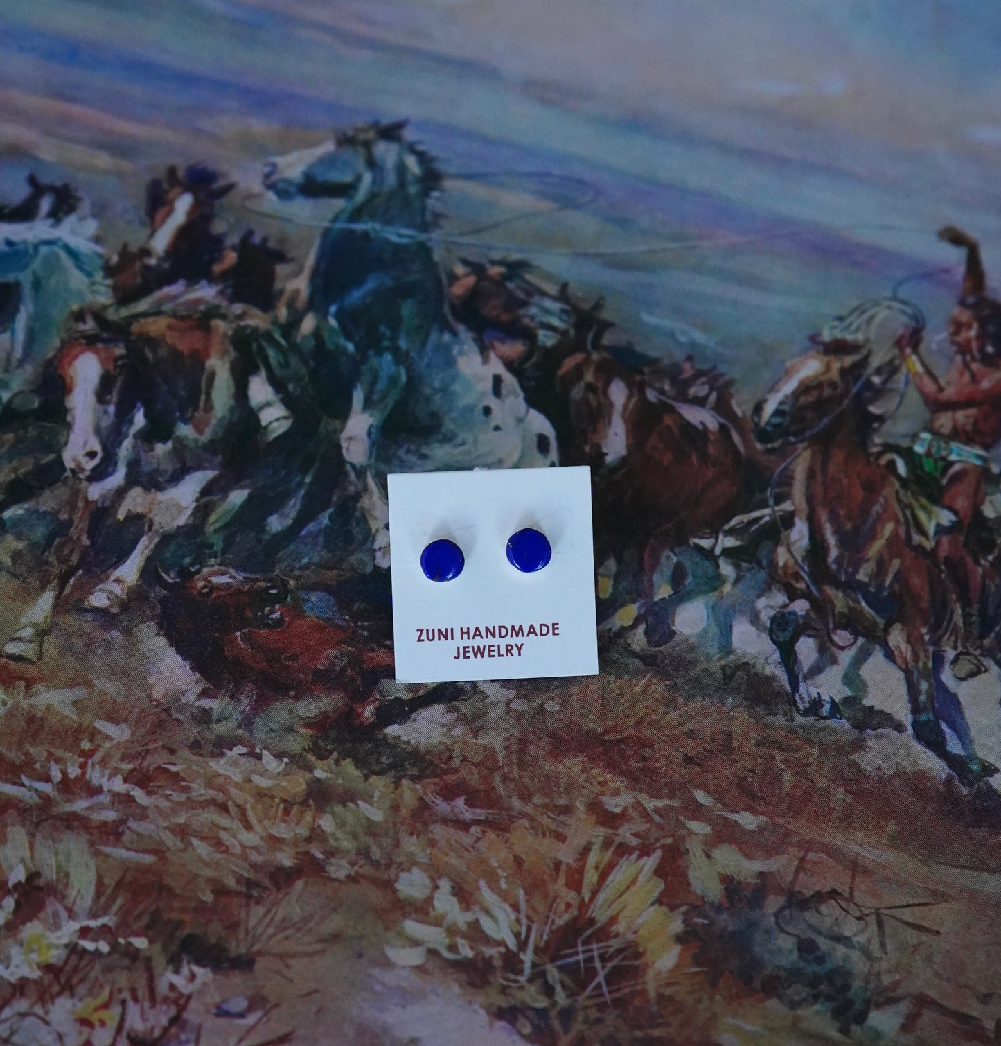 Dainty Zuni Round Turquoise Stud Earrings