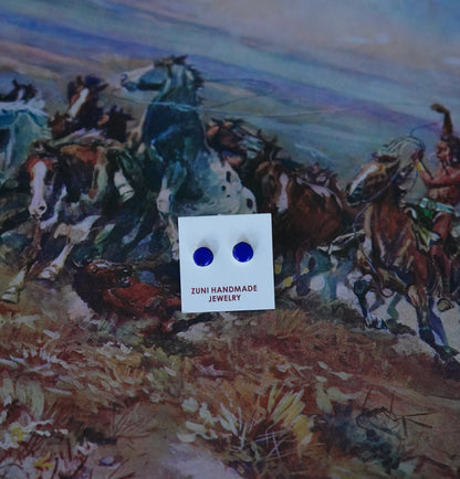 Dainty Zuni Round Turquoise Stud Earrings