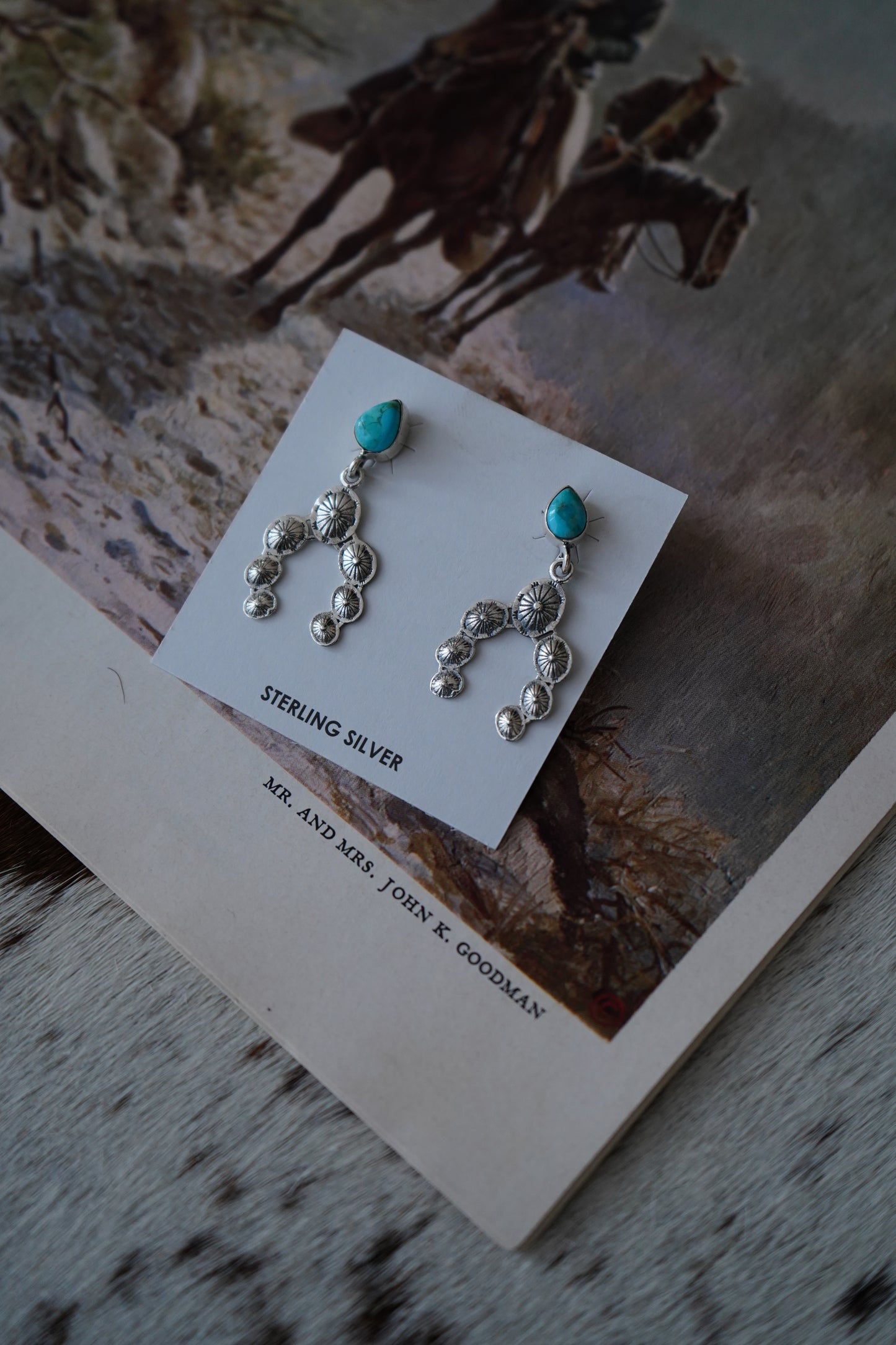 Turquoise Concho Naja Stud Earrings